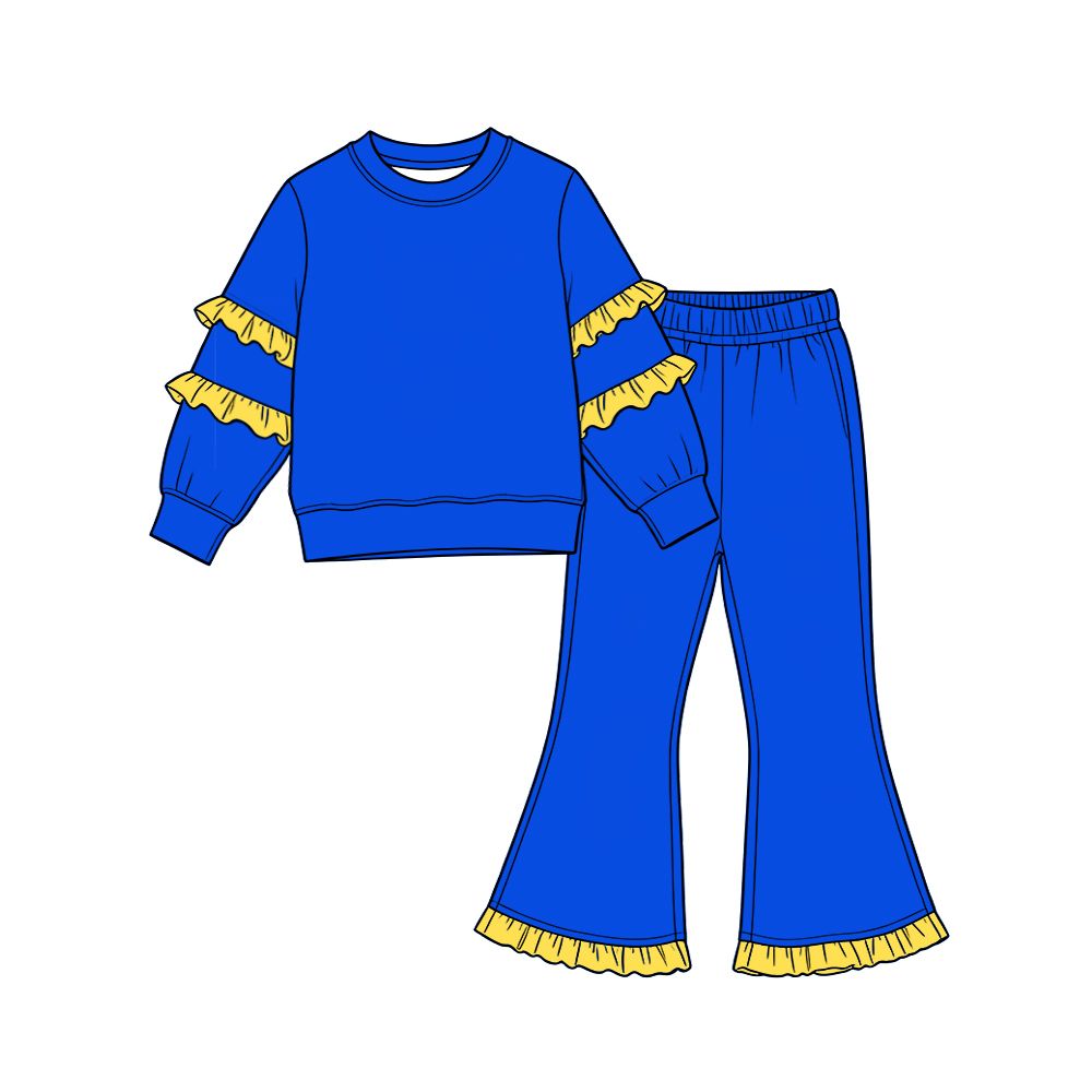 ( Moq 5 ) Preorder Sibling Baby Girls Kids Ruffle Long Sleeves Shirts Pockets Pants Cotton Sets Clothes