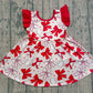 Baby Girls Kids Short Sleeves Baseball Red Bows Knee Length Dress RTS
