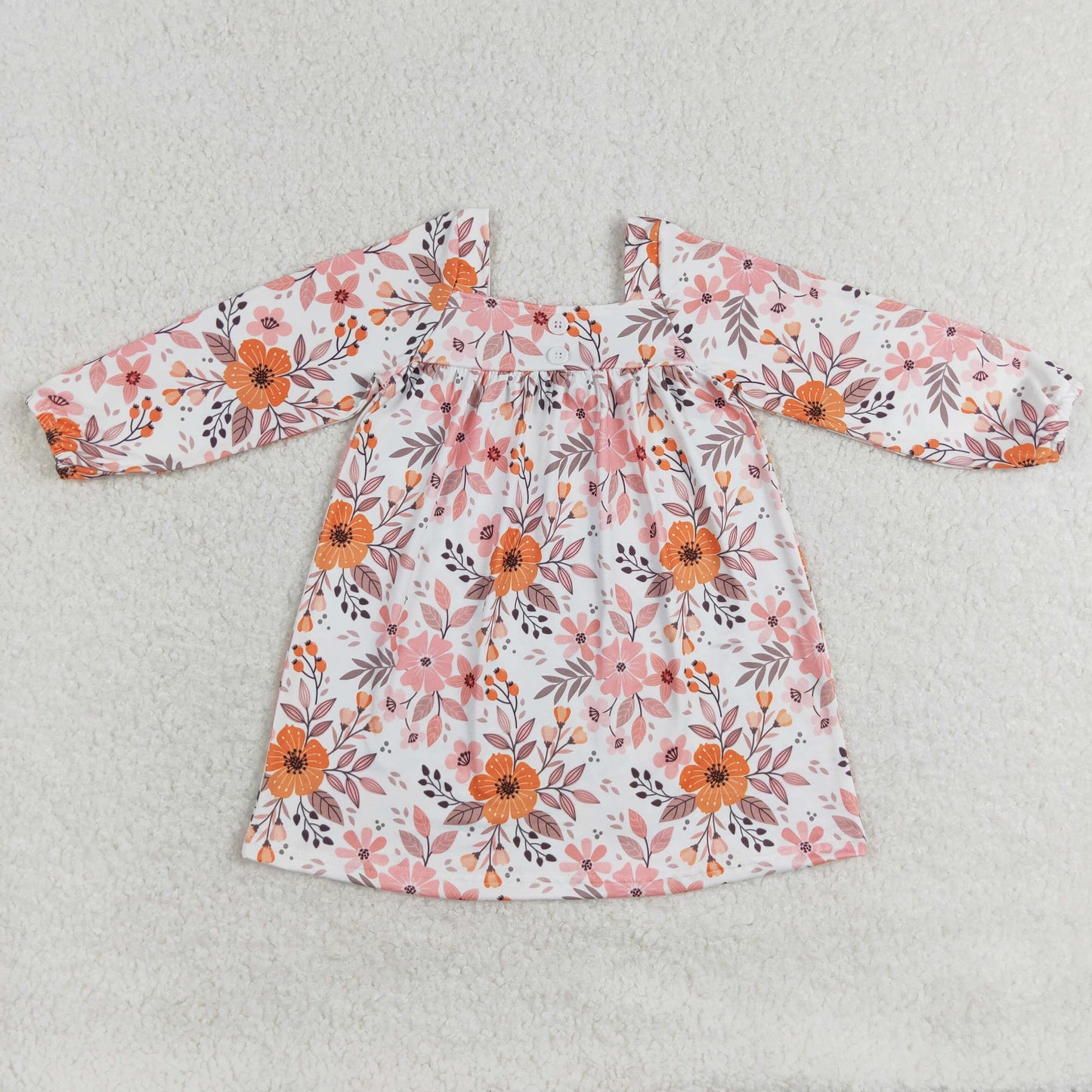 Baby Girl Long Sleeves Flower Knee Length Dress