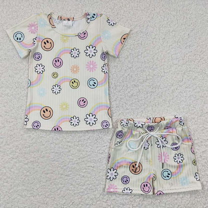 Baby Girl Short Sleeves Floral Tops Pocket Shorts Summer Set Pajamas