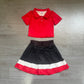 ( No moq ) Preorder Baby Girls Kids Red Buttons Shirt Skirt Shorts Yoga Active Set Clothes