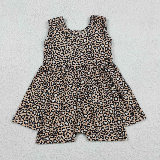 Baby Girl Infant Sleeveless Leopard Ruffle Zipper Romper Clothes RTS