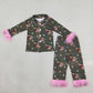 Baby Girls Kids Ducks Bows Flower Buttons Shirt Pink Fur Pants Pajamas Set Clothes RTS