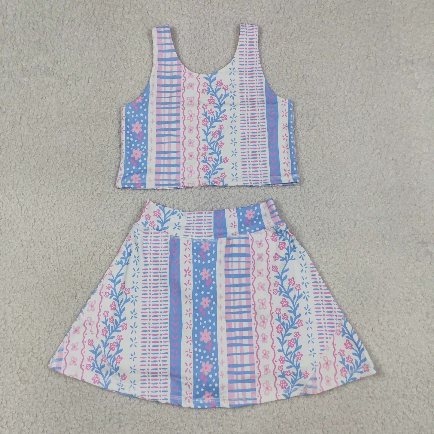 Baby Girl Sleeveless Floral Yoga Active Wear Shirt Shorts Skirt Skort Clothes Set RTS