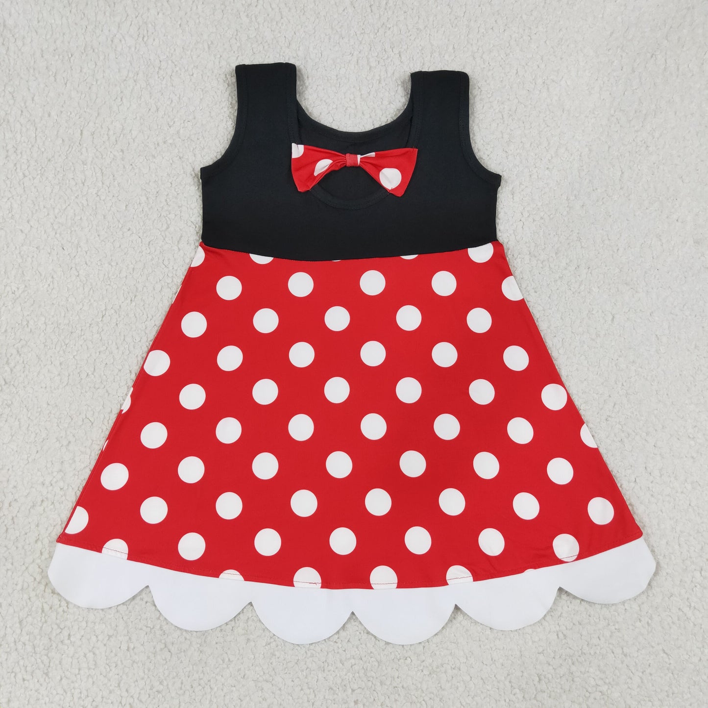 Baby Girls Kids Sleeveless Dots Knee Length Dress RTS