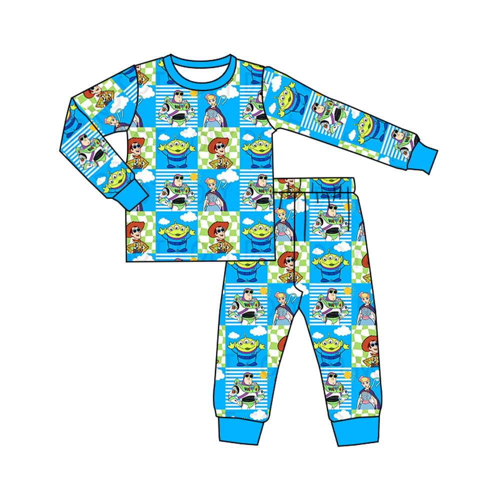 Moq 5 Toys Plaid Print Boys Fall Pajamas Clothes Set