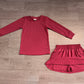 ( Moq 5 ) Preorder Baby Girls Kids Long Sleeves Shirt Cotton Pockets Skirt Shorts Set Clothes