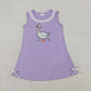 Baby Girls Sleeveless Embroidery Floral Duck Bows Purple Knee Length Dress RTS