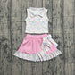 Baby Girls Bows Flower Buttons Tops Ruffle Pink Skirt Shorts Yoga Active Clothes Set RTS