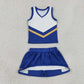 Baby Girls Kids Sleeveless Tops Blue Skirt Shorts Set Yoga Active Team Clothes RTS