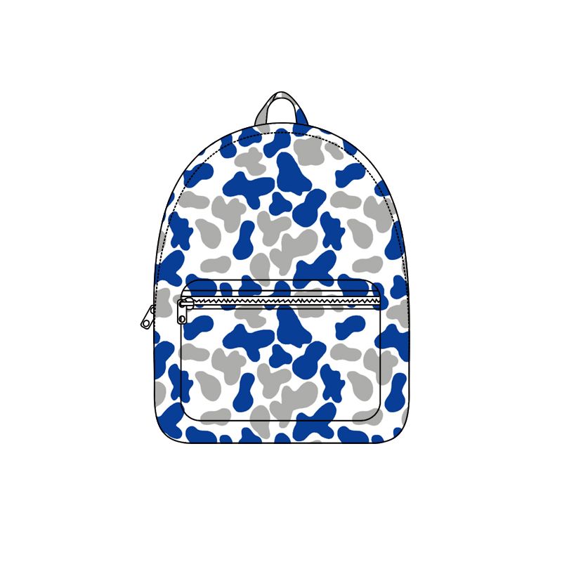 ( Moq 5 ) Preorder Baby Toddler Kids Blue Grey Camo Print Zipper Backpack Team Bag