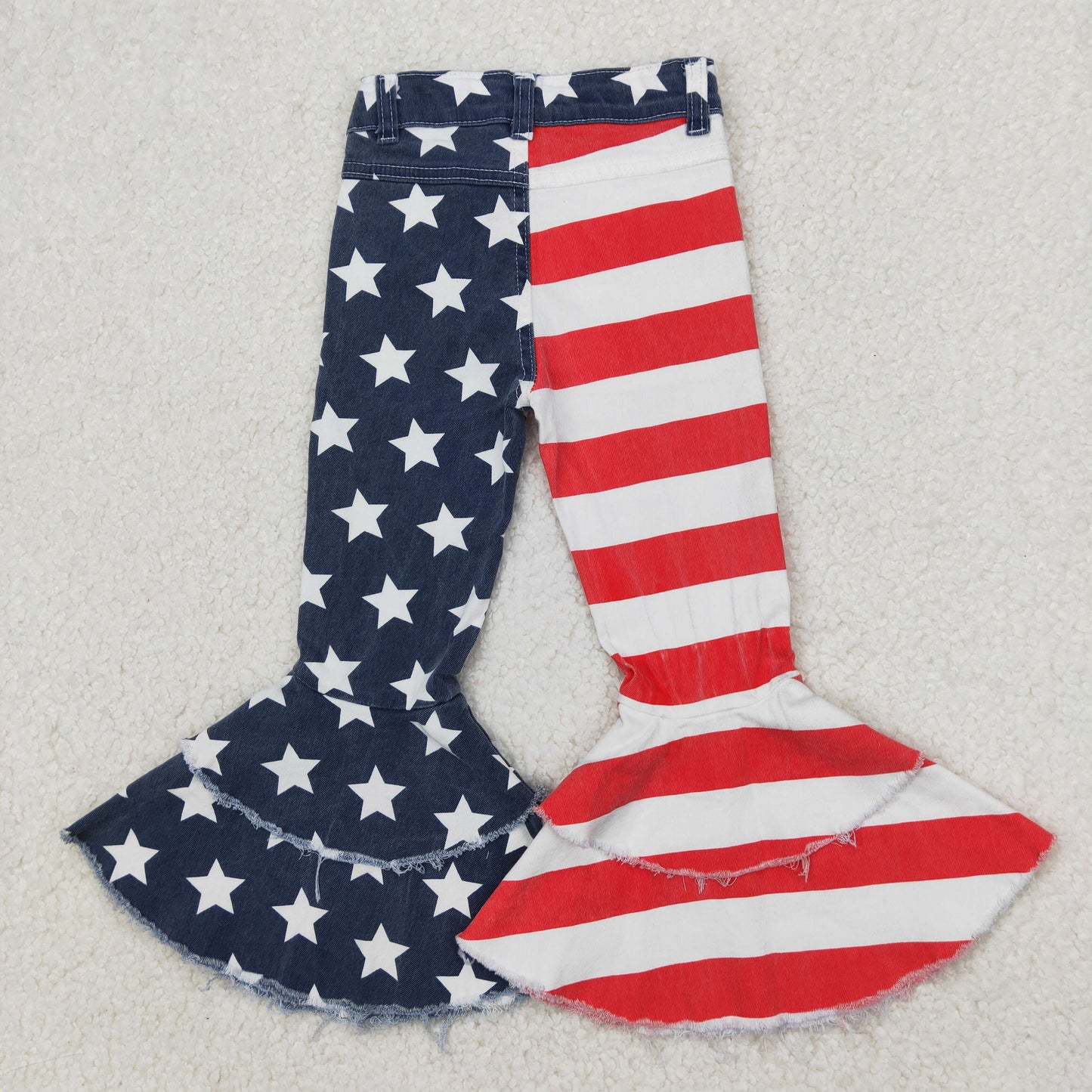 C3-14 Baby Girls Denim Double Ruffle Jeans July 4th