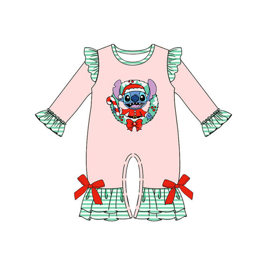 Baby Girl Christmas Cartoon Pink Romper