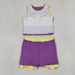 Baby Girls Kids Purple Tops Scallop Skirt Shorts Yoga Active Set Summer Clothes RTS
