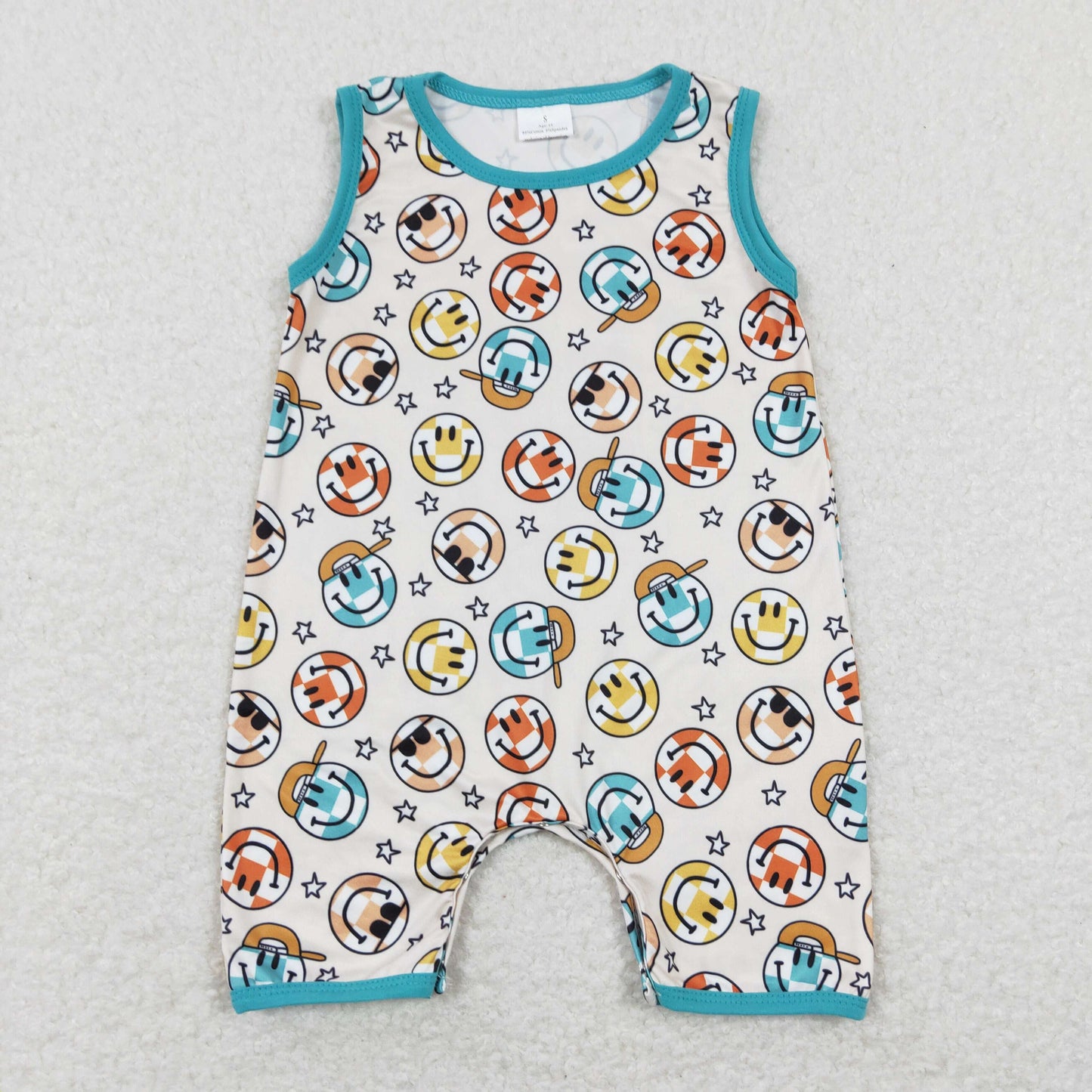 SR0915 Baby Boy Sleeveless Smile One Piece Romper