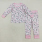 Baby Girl Long Sleeves Halloween Ghost Plaid Shirt Pants Pajamas Pink Set RTS