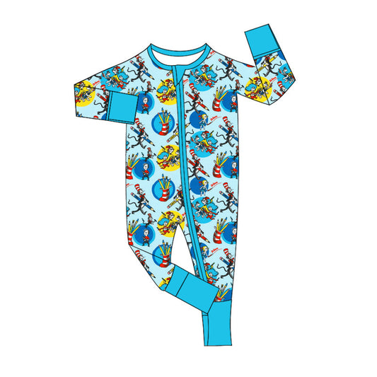 Baby Boy Long Sleeves Dr Reading Zipper Blue Romper Moq 5