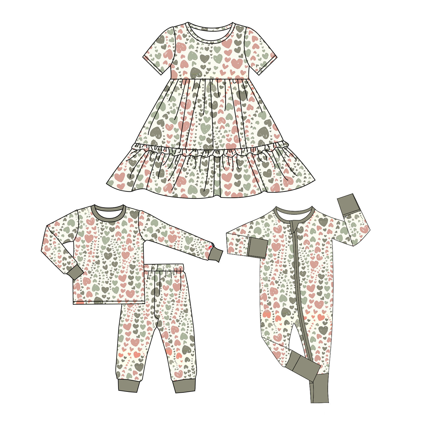 Baby Girl Hearts Valentines Sibling Dress Clothes Set ( Moq 5 Each Design ) 12.9