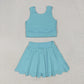 Baby Girl Blue Straps Vest Tops Shorts Skort Yoga Active Wear Clothes Set RTS