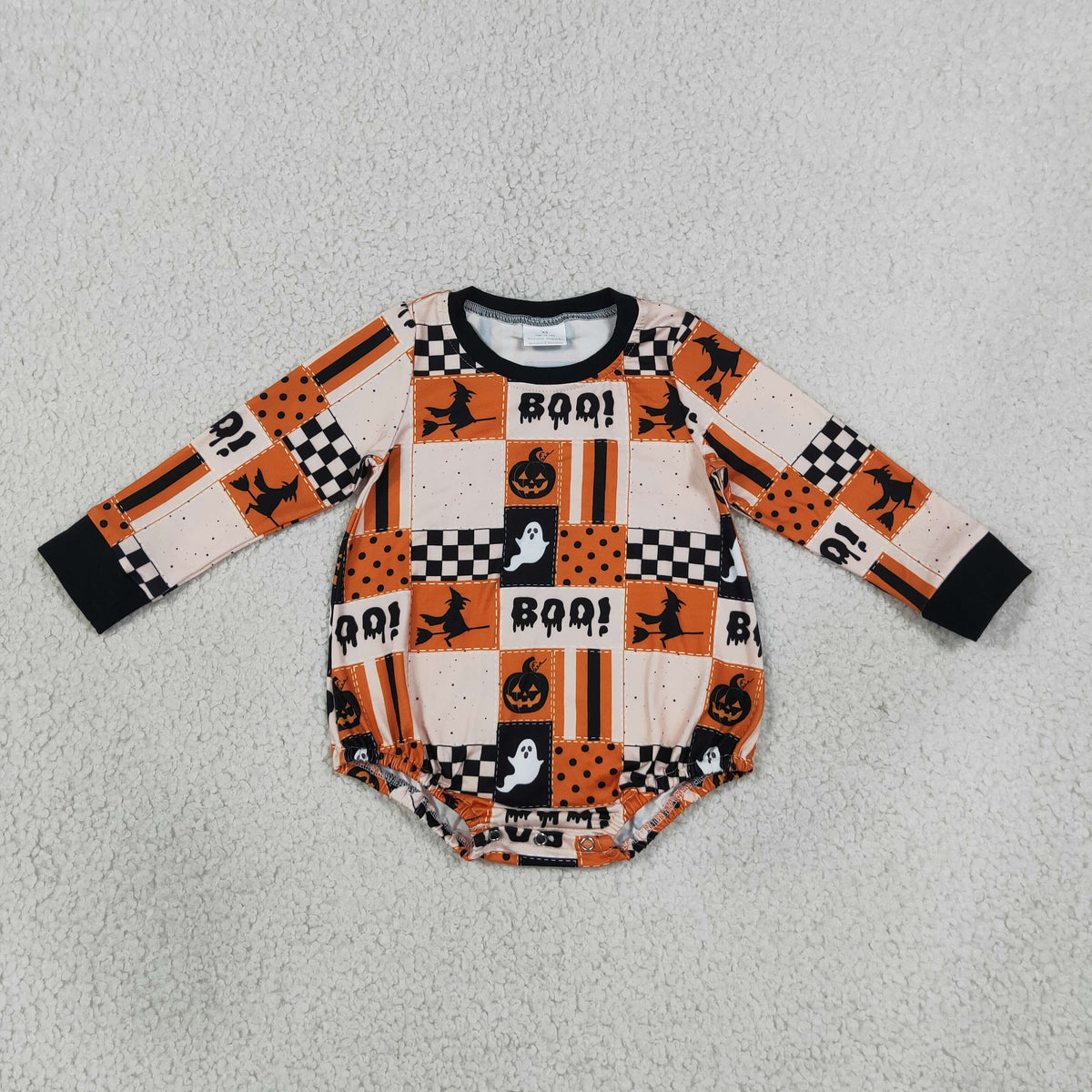 Sibling Baby Boys Kids Halloween Pumpkins Ghosts Plaid Romper Hoodie Set Clothes RTS