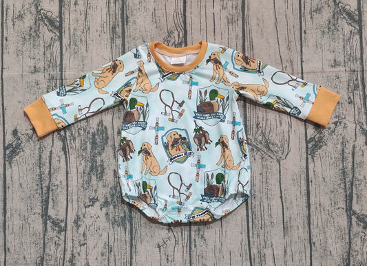( No moq ) Preorder Baby Boy Long Sleeves Dogs Ducks Hunting Bubble Romper