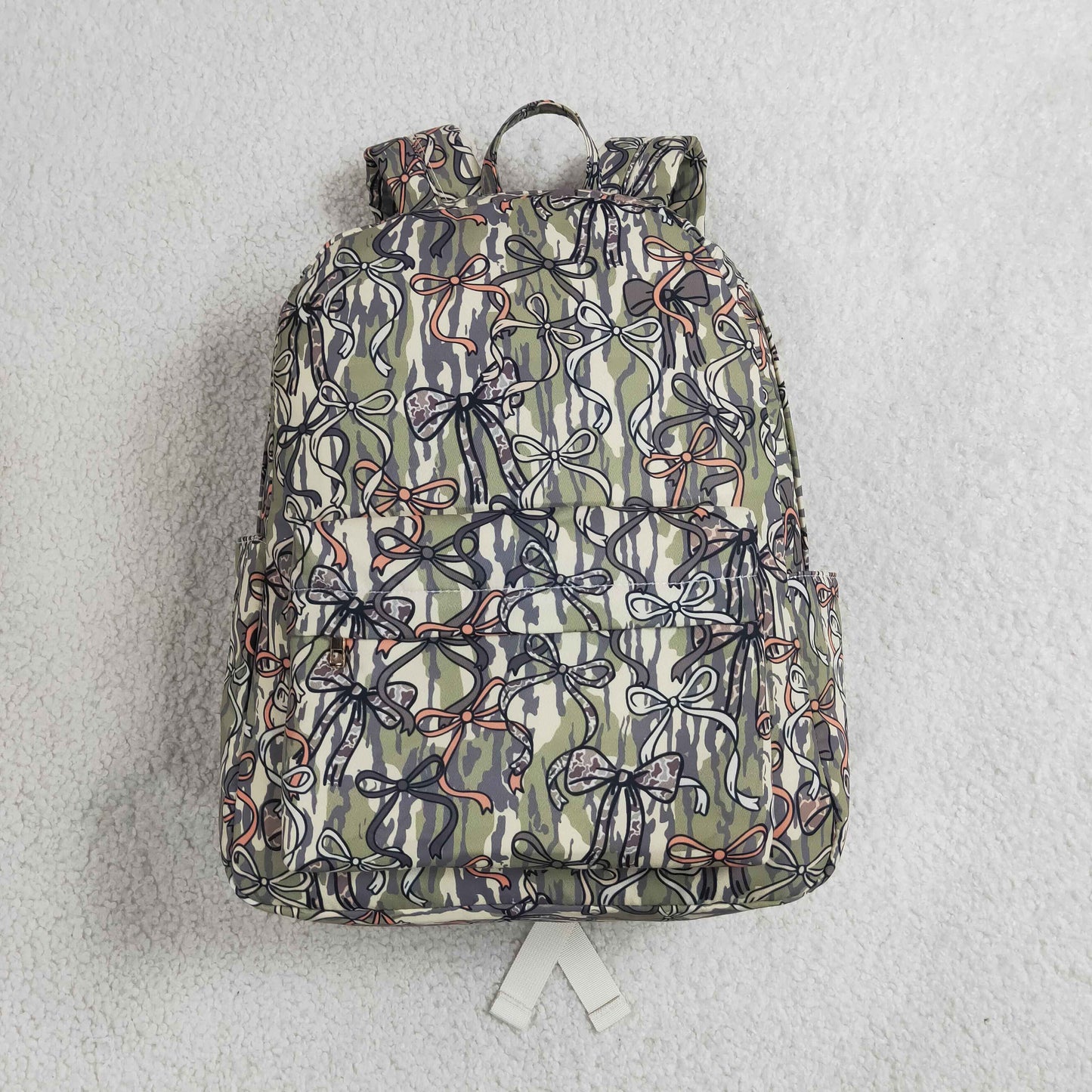 Baby Girls Kids Bows Camo Print Zipper Backpack School Bag RTS