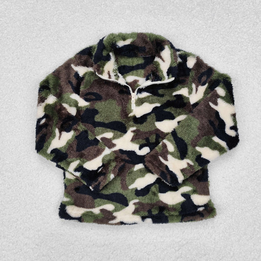 Baby Boy Green Camo Zipper Hunting Pullover Overcoat