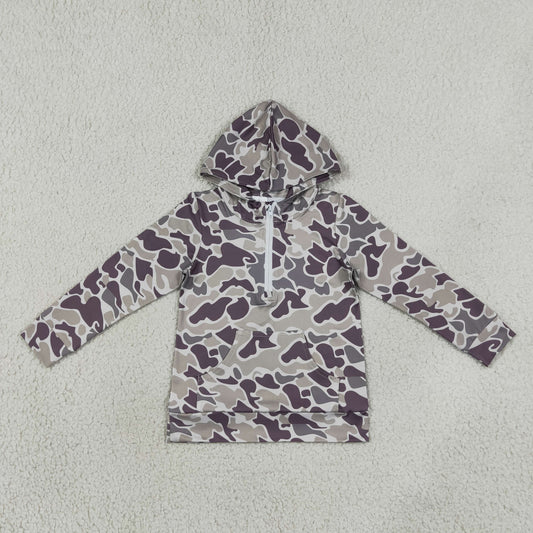 Baby Boys Kids Camo Long Sleeves Pocket Hoodie Zipper Shirt Tops RTS