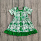Baby Girls Kids Short Sleeves Clovers Boots St Patrick Ruffle Green Dress RTS