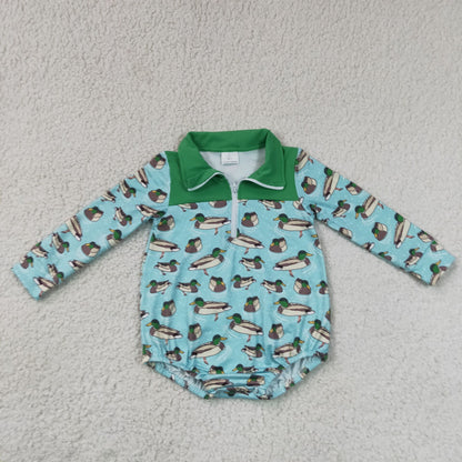 Sibling Baby Boys Infant Long Sleeves Ducks Zipper Bubble Rompers Clothes RTS