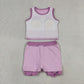 Baby Girls Kids Sleeveless Shirt Scallop Skirt Shorts Yoga Active Set Clothes RTS