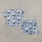 Sibling Baby Girls Kids Short Sleeves Bows Shirts Scallop Shorts Sets Team Clothes RTS