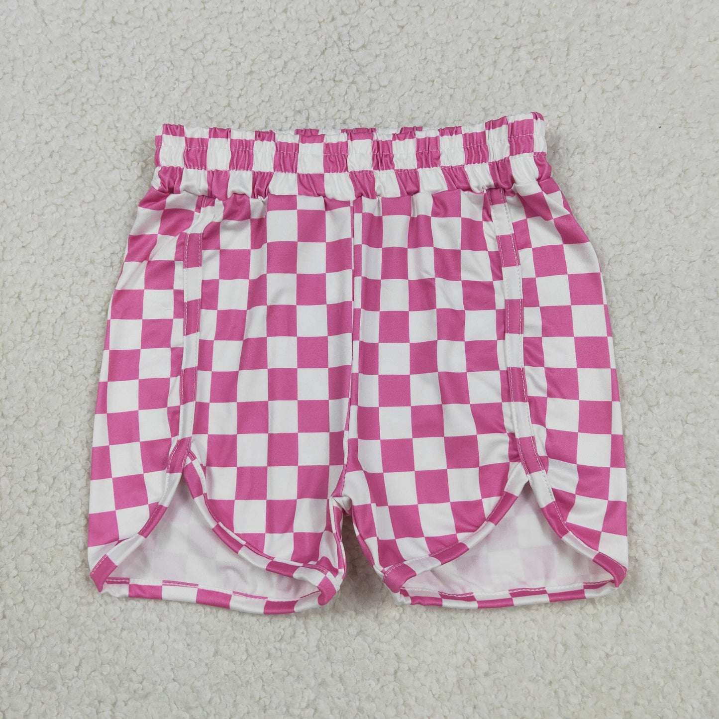 Baby Girls Kids Pink Checkered Shorts Bottoms Summer Clothes RTS