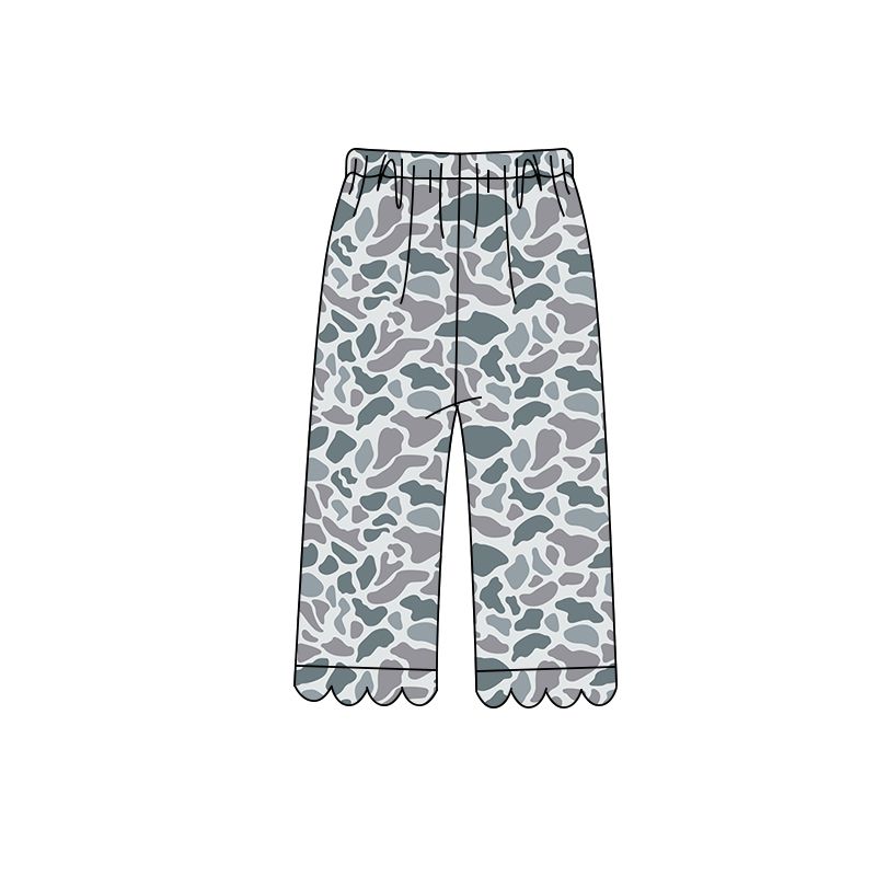( Moq 5 ) Baby Girls Kids Grey Camo Scallop Pants Bottoms Clothes