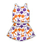 ( Moq 5 Each Style ) Baby Girls Toddler Orange Purple Bows Sibling Team Shorts Dresses Set Clothes