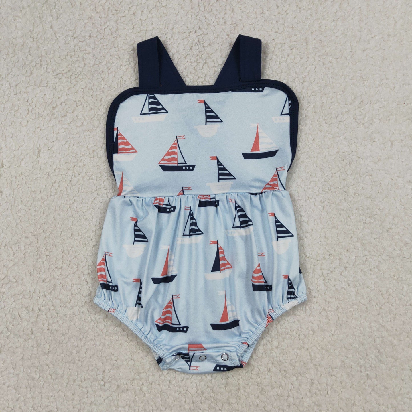 Baby Boys Kids Sleeveless Boats Blue Bubble Romper RTS