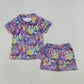Baby Girls Short Sleeves Buttons Shirt Singer Characters Shorts Pajamas Set RTS