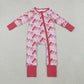 Baby Girl Long Sleeves Christmas Bows Santa Zipper Pink Romper RTS