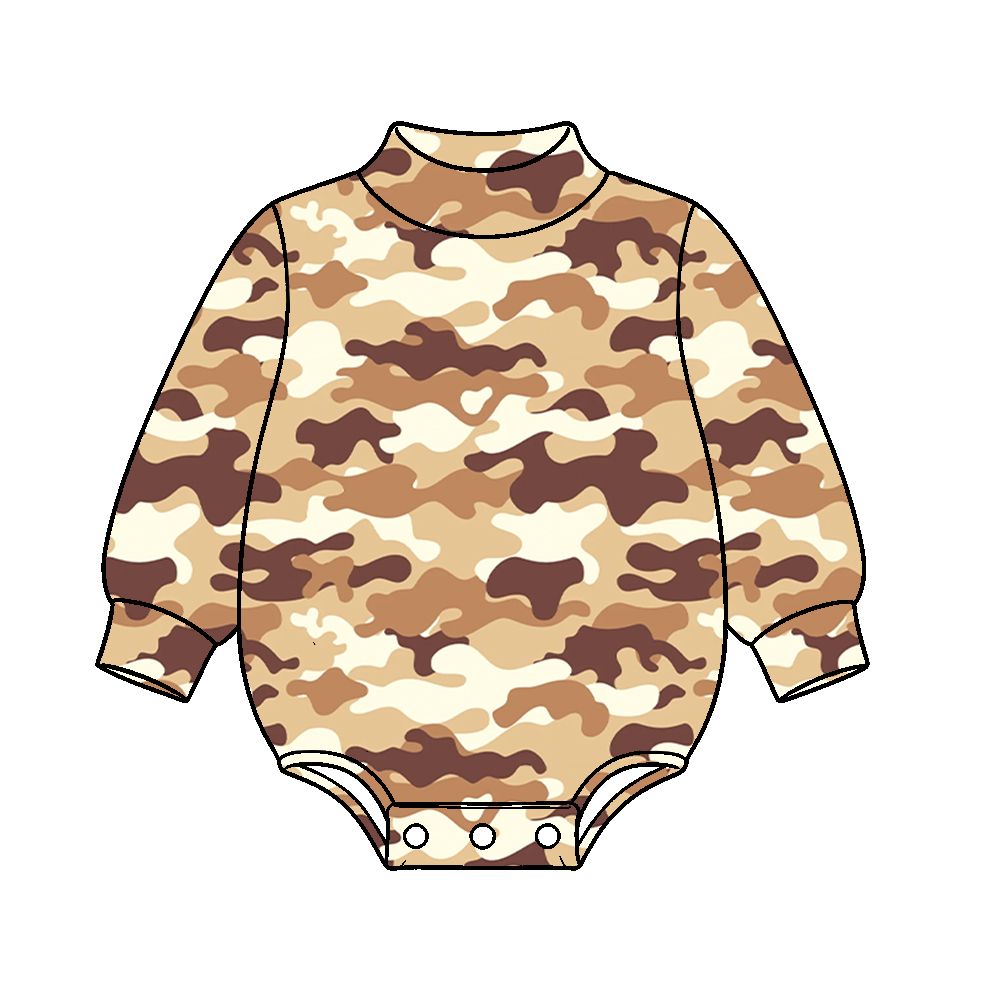 ( Moq 5 ) Preorder Baby Boys Infant Bubble Mock Neck‌ Romper Camo Clothes