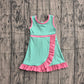 ( No moq ) Preorder Baby Girls Kids Sleeveless Shorts Pink Scallop Green Dress Yoga Active Clothes