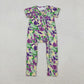 Kids Toddler Short Sleeves Mardi Gras Camo Zipper Romper RTS