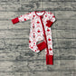 Girls Infant Long Sleeves Soldier Bows Christmas Zipper Pajamas Footie Romper RTS