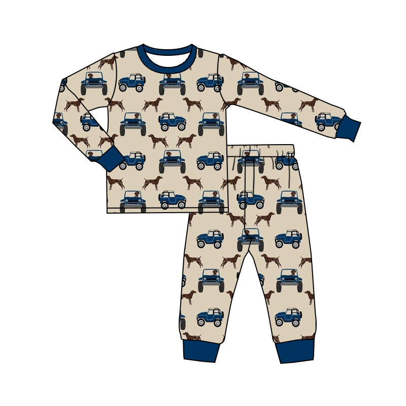 Baby Boy Trucks Dogs Top Pants Pajamas Set