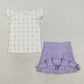 Baby Girl Short Sleeves Bows Shirt Purple Yoga Active Skort Set RTS