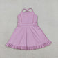 Baby Girls Kids Straps Yoga Active Purple Ruffle Knee Length Dress RTS