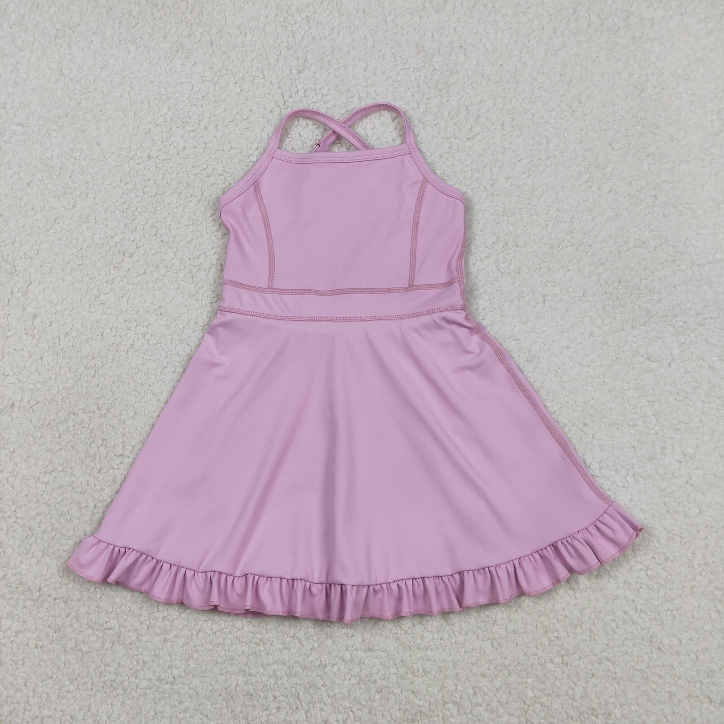 Baby Girls Kids Straps Yoga Active Purple Ruffle Knee Length Dress RTS