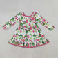 Sibling Girls Kids Long Sleeves Green Face Tree Christmas Zipper Romper Dress Set RTS