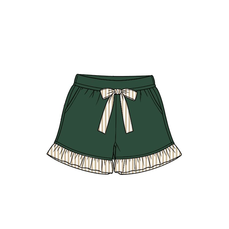 ( Moq 5 ) Preorder Baby Girls Kids Bows Pockets Ruffle Shorts Bottoms Green Clothes