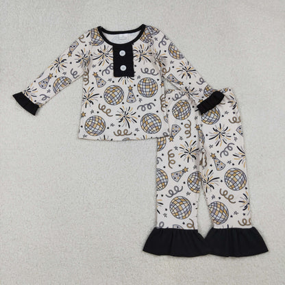 Sibling Girls Kids Adult Woman Happy New Year Pajamas Pants Set RTS