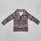 Baby Boy Long Sleeves Brown Aztec Zipper Western Pullover Shirt